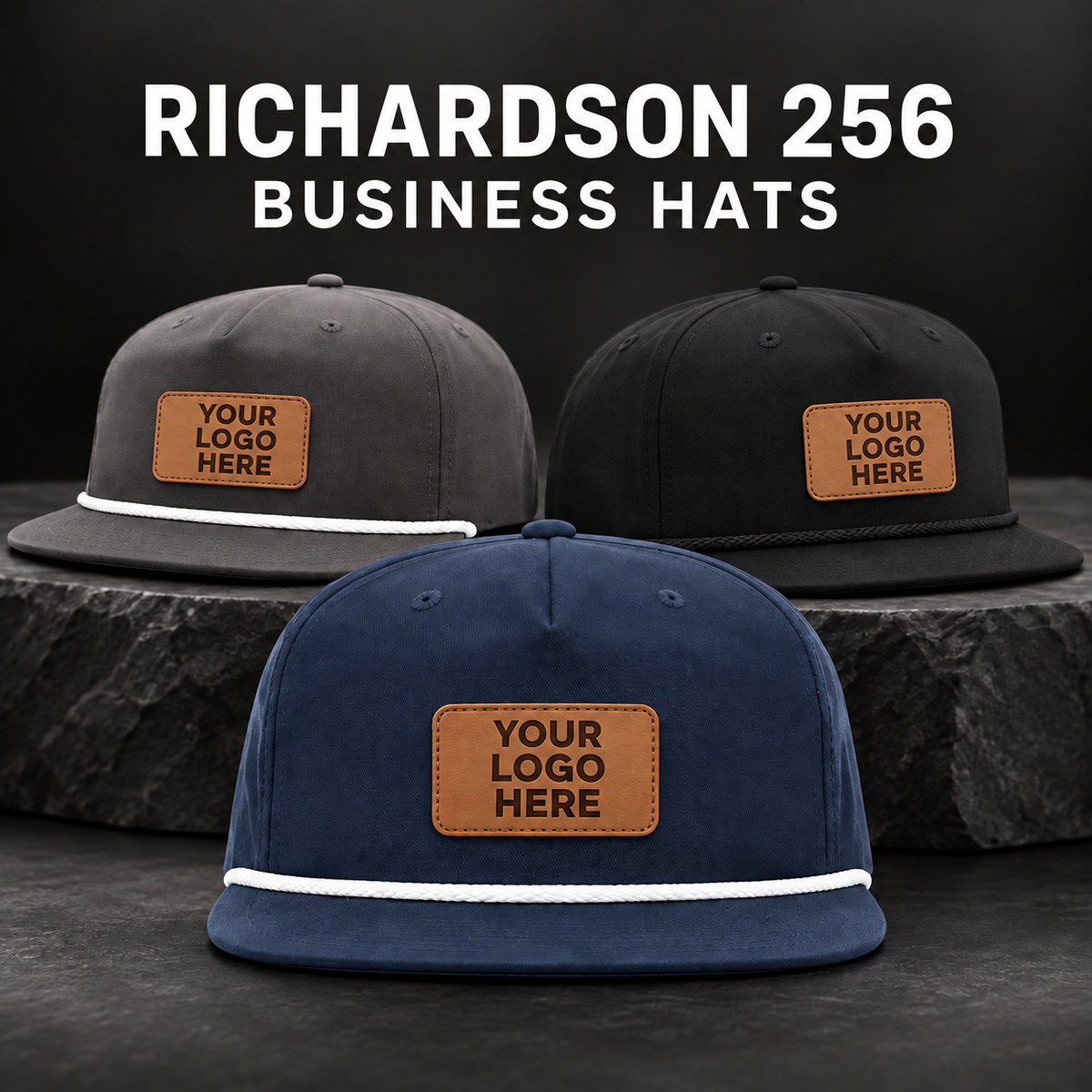 Custom Richardson 256 Hats with Leatherette Patch – Personalized Logo Business Hats